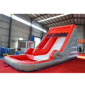 Toboggan aquatique gonflable commercial en PVC rouge pour adultes, château gonflable combiné avec toboggan aquatique pour fête aquatique - Product Image 3
