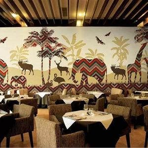 วอลเปเปอร์สไตล์ไทยวอลล์เปเปอร์โรงแรมติดผนังพื้นหลังผนังสไตล์เอเชียตะวันออกเฉียงใต้จิตรกรรมฝาผนังช้างไทยร้านอาหารวอลเปเปอร์ - Product Image 4