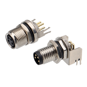 M8 مستقيم زاوية الحق مرة أخرى جبل المكونات 3pin 4pin الذكور الإناث المعادن المسمار موصل M8 - Product Image 1