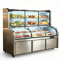 Vitrina Refrigerada Comercial de Doble Zona para Ensaladas, Exhibidor de Alimentos Refrigerado para Restaurantes, Buffets y Delis con Gabinete de Almacenamiento