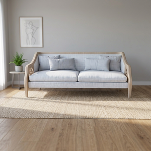 Sofá de 2 Plazas Azul Claro, Estructura de Madera Maciza, Tapizado en Tela, Sofá Moderno para Sala de Estar - Product Image 4