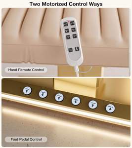 Ensemble de mobilier de salon de beauté noir et or de luxe, lit de massage électrique à 3 moteurs, lit cosmétique réglable pour les cils et le visage avec lampe - Product Image 3