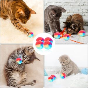 KALIONE 30 Pcs Soft Plush Cat Ball 1.2 Inch Rainbow Fuzzy Kitty Toy Balls For Cats Boredom Buster - Product Image 2