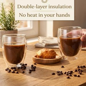 Taza de Vidrio de Doble Pared Resistente al Calor para Té, Jugo o Café, Personalizable - Product Image 5