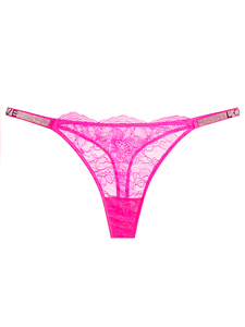 String sexy en dentelle fine avec strass et motif lettres pour usage intime féminin - Lot de six articles - Product Image 2
