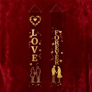 Bannière décorative Saint-Valentin en PVC, à suspendre, en polyester, 30x180cm, longue, rectangulaire, Nouveauté 2026, pour les fêtes de Noël - Product Image 3