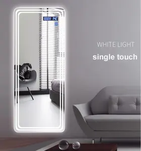 Espelho de som inteligente de led, espelho de decoração de casa de comprimento total com alto-falante