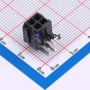 ZX-MX3.0-2-2PWZ Wire-to-Board Pin Header Bent Lead Through Hole,P=3mm Connector 2x2P 3mm Right Angle Insert Micro-Fit (MX 3.0) - Product Image 1