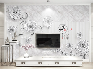 ZHIHAI-Flor de platino en relieve, bolsa suave de diamante 3d, joyería, Fondo de estilo chino, pared de fondo, papel tapiz de suelo de epoxi 3d - Product Image 3