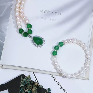 Shijia Grade A Pearl Necklace Water Drop Chalcedony Pendant Elegant Chinese Style Clavicle Chain Everyday Wear - Product Image 2