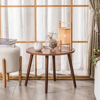 Table à manger ronde en noyer massif moderne DISHI, petite table de réunion, table en bois pour la maison ou le restaurant