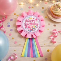 Selamat Ulang Tahun Gadis Ini, Pin Lencana Roset, Bros Kancing Pita Satin Payet, Dekorasi Pesta, Aksesori Pakaian