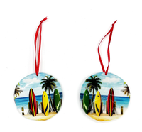 Décoration suspendue en résine personnalisée en gros, motifs tropical, plage, dollar de mer, tortue surfiste, bus, cadeau de vacances