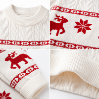 Pull de Noël personnalisé - Pull d'hiver tricoté à manches longues brodé - 100 % coton pour homme - Anti-plis