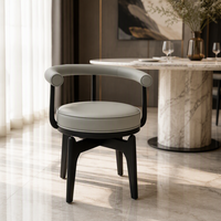 Chaise de salle à manger moderne de luxe pivotante style Bauhaus, revêtement en cuir, structure en bois clair, dossier souple, fonctionnalités réglables, pour la maison et l'hôtel