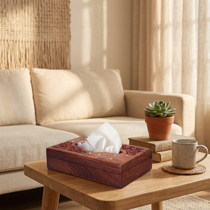 Boîte à mouchoirs en bois multi-usages de style américain durable QUALCOSA INTERNATIONAL - Product Image 1