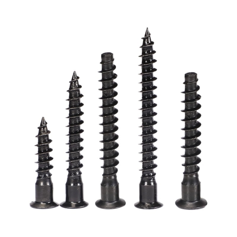 Black Carbon Steel Metric Tooth Furniture Screw Countersunk Hex Socket Self-Tapping Overhill Thread Straight Repair Grade 4.8