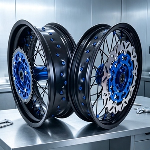 Ensemble complet de roues Supermoto en alliage d'aluminium CNC de 17 pouces, moyeu et jante avant et arrière pour Yamaha <span class=keywords><strong>WR</strong></span> 450F <span class=keywords><strong>2003</strong></span> à 2015, moto tout-terrain, motocross - Product Image 5