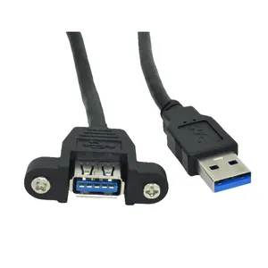 OEM ODM USB 3.0 A male to A female panel mount extension cable with screw locker