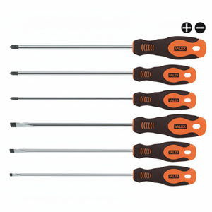 VALEX 6 pezzi Set di cacciavite magnetico lungo di grado industriale 1463895 alimentazione manuale in acciaio scatola OEM personalizzabile in plastica - Product Image 1