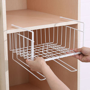 Metal Kitchen Cabinet Under Rack Shelf <b>Hanging</b> Basket <b>Wall</b> Mounted <b>Storage</b> Organizer For Utensils And Supplies - Product Image 2