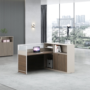 Meja komputer kantor gaya Modern bentuk L Panel kayu kubus Modular meja partisi kantor untuk staf karyawan stasiun kerja - Product Image 6