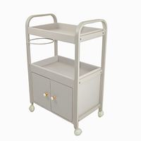 Chariot de coiffeur en acier inoxydable blanc avec armoire de rangement, chariot utilitaire roulant pour salon de beauté, pour usage professionnel des stylistes