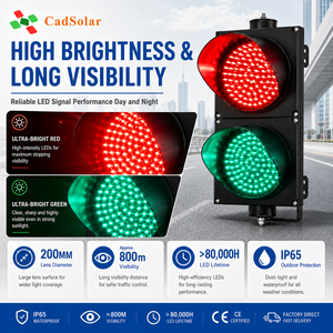 Semáforo LED CadSolar de 200 mm, <span class=keywords><strong>Rojo</strong></span> <span class=keywords><strong>y</strong></span> <span class=keywords><strong>Verde</strong></span>, 2 Aspectos, Esfera Completa, IP65, Impermeable - Product Image 4
