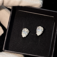 Boucles d'oreilles personnalisées en argent 925 plaqué rhodium avec diamants Moissanite taille poire couleur D VVS certifiés GRA