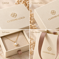 Ensemble d'emballage de luxe pour bijoux avec logo personnalisé, comprenant une boîte cadeau à tiroir, un sac de shopping en papier, une pochette en velours et une carte pour colliers et boucles d'oreilles