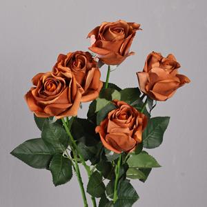 Roses artificielles en soie Kelp, fleurs rouges foncées, bouquet unique, décorations de mariage, arrangements pour la maison - Product Image 2