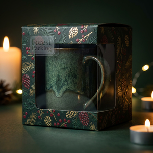 Caja de Embalaje de Cartón Corrugado con Logotipo Personalizado para Tazas Navideñas, con Ventana, Reciclable, para Regalos de Pequeñas Empresas - Product Image 1