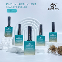 Vernis à ongles gel magnétique effet œil de chat - Style français de créateur, non toxique, pour nail art DIY avec paillettes réfléchissantes et gel UV/LED en flacon