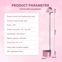 Lampe UV LED de bureau rechargeable 18W, outil de séchage professionnel sans fil avec capteur automatique pour salon et domicile