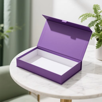 Boîtes cadeaux magnétiques violettes imprimées sur mesure en gros avec logo personnalisé et intérieur blanc pour cadeaux de luxe et utilisation cosmétique