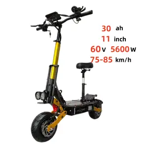 Top fashion scooter foldable two wheels dual motor 11inch 60V 5600W 30ah lithium battery 75-85kmh electric scooter lock with key