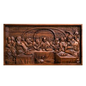 Ultima cena icona religiosa arte scultura in legno intaglio della parete in legno targa ispirata al lavoro biblico casa regalo cristiano appesa alla parete - Product Image 1