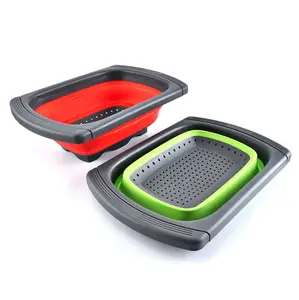 TPR Collapsible Over The Sink Retractable Colander With Handle Kitchen Folding Strainer Bowls Drain Water Filter Basket