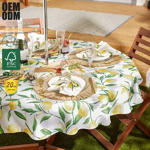 Pano de mesa para mesa de jantar com zíper tecido poliéster atacado lavável fácil de limpar uso ao ar livre impermeável 60 "R