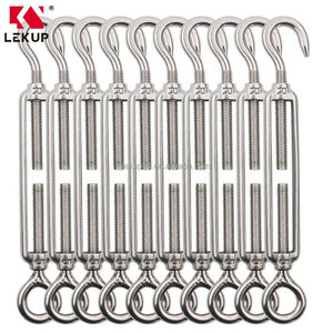 Tendeur de câble M5 <span class=keywords><strong>en</strong></span> acier inoxydable pour portail, tendeur robuste pour voile d'ombrage, tendeur à crochet et œillet pour câbles et fils - Product Image 1
