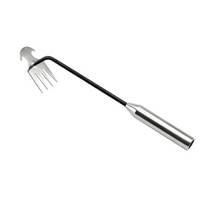 Râteau à main pour désherbage Aridoo, en acier inoxydable, manche courbé, outil de jardin - Product Image 5