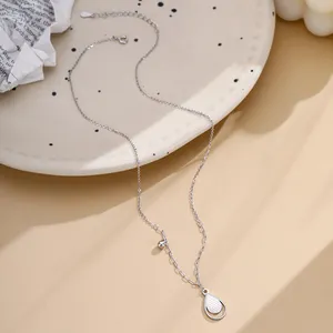 Hot Selling S925 Silver Time Lovers Necklace Women Wholesale Niche Design Sense Double Ring Pendant Fashion Accessories