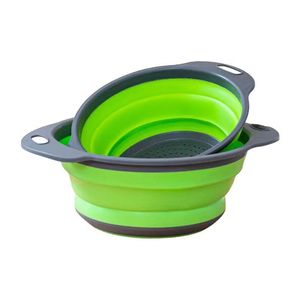 Cesta de drenaje plegable multifuncional grande y pequeña de silicona y PP, colador de cocina, escurridor, tazón para lavar verduras, plato para frutas - Product Image 2