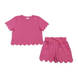 Trendyism Boutique 2026 Envío Inmediato Ropa de Verano Casual para Niñas Pequeñas, Suave y Elástica de Poliéster, con Estampado de Lazo Rosa y Manga Corta - Product Image 3