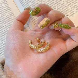 Francés Retro Italiano Edad Media Rapped Orejas DE TRIGO Rependientes Pendientes de gota chapados en oro Diseño textil alto Exquisito Versátil - Product Image 4