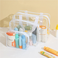 Sac de maquillage transparent en PVC vinyle avec logo personnalisé, sac de voyage transparent imperméable, organiseur portable, trousse de toilette