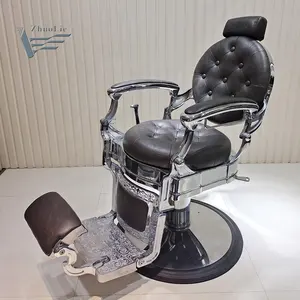 Silla de barbero de diseño de lujo, silla de barbero de salón de belleza sólida reclinable para hombres