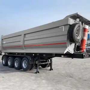 Alta calidad Howo 10m 3 ejes en forma de U Dump Semi-Trailer Steel Tandem Dump Truck con 12R22.5 Neumáticos Tipper Trailer