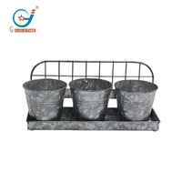 Penjualan langsung ember 0.3 galon gaya negara Set ember logam galvanis dipasang di dinding Set dari 3 Pot logam Pot galvanis Mini