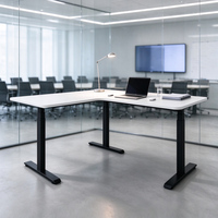Fabricant chinois de bureaux électriques de haute qualité, bureau en forme de L robuste de 200 kg, cadre de bureau ergonomique réglable en hauteur